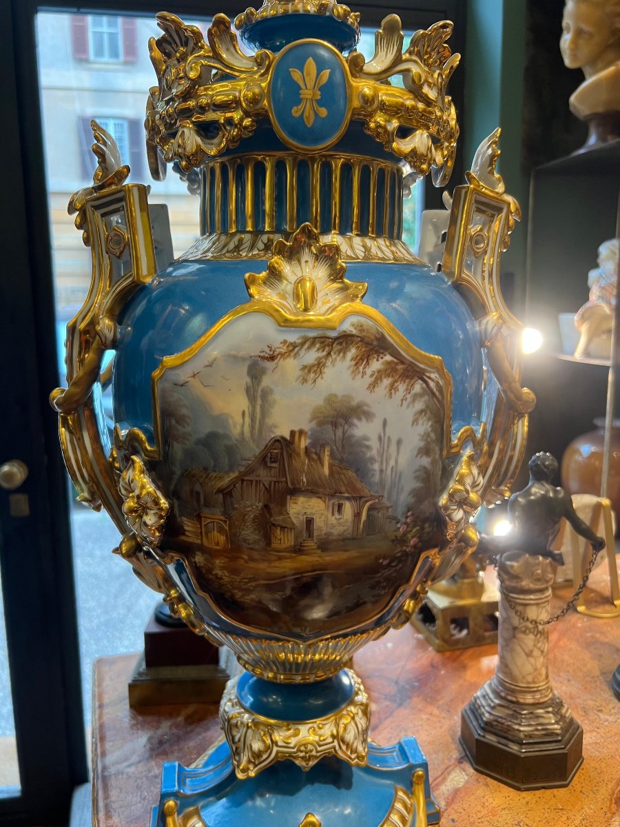 Coppia di grandi vasi in porcellana di Sèvres. Francia, XIX secolo-photo-3