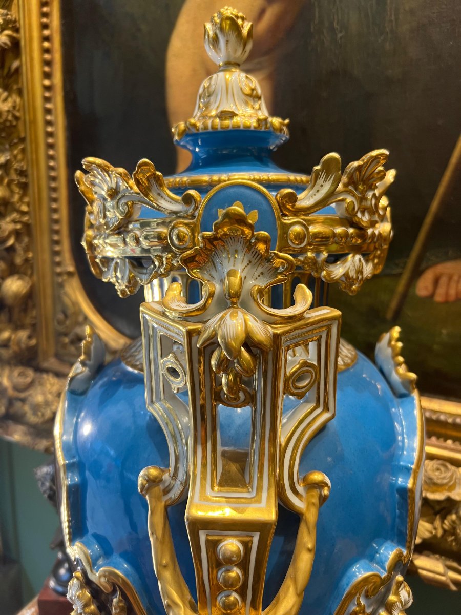 Coppia di grandi vasi in porcellana di Sèvres. Francia, XIX secolo-photo-4