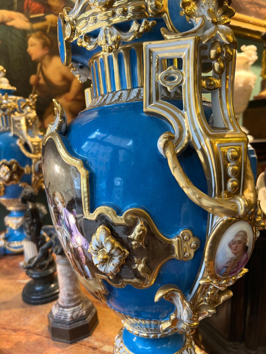 Coppia di grandi vasi in porcellana di Sèvres. Francia, XIX secolo-photo-5