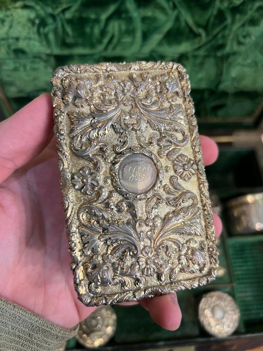 Necessaire in legno, argento sterling e cristallo. Londra, Giorgio IV 1829-photo-2