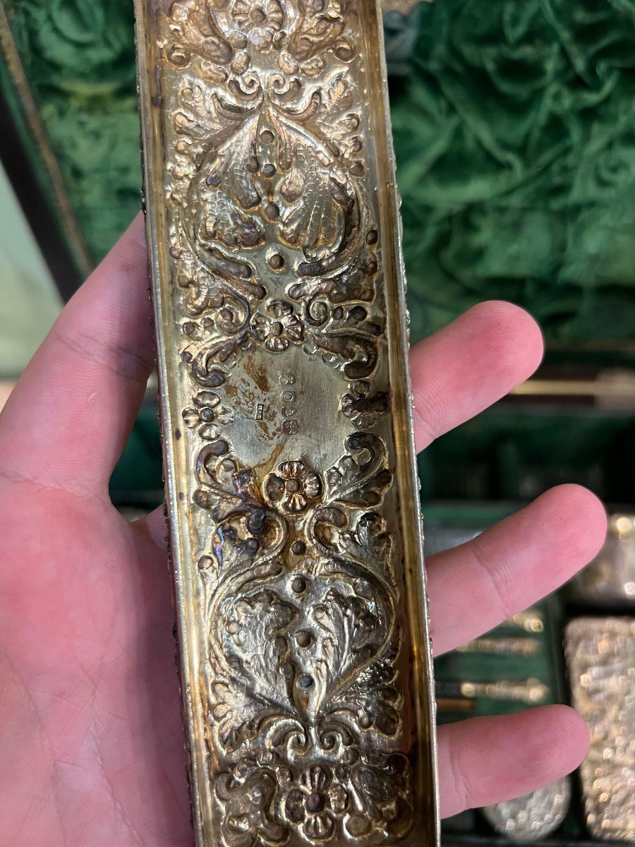 Necessaire in legno, argento sterling e cristallo. Londra, Giorgio IV 1829-photo-4