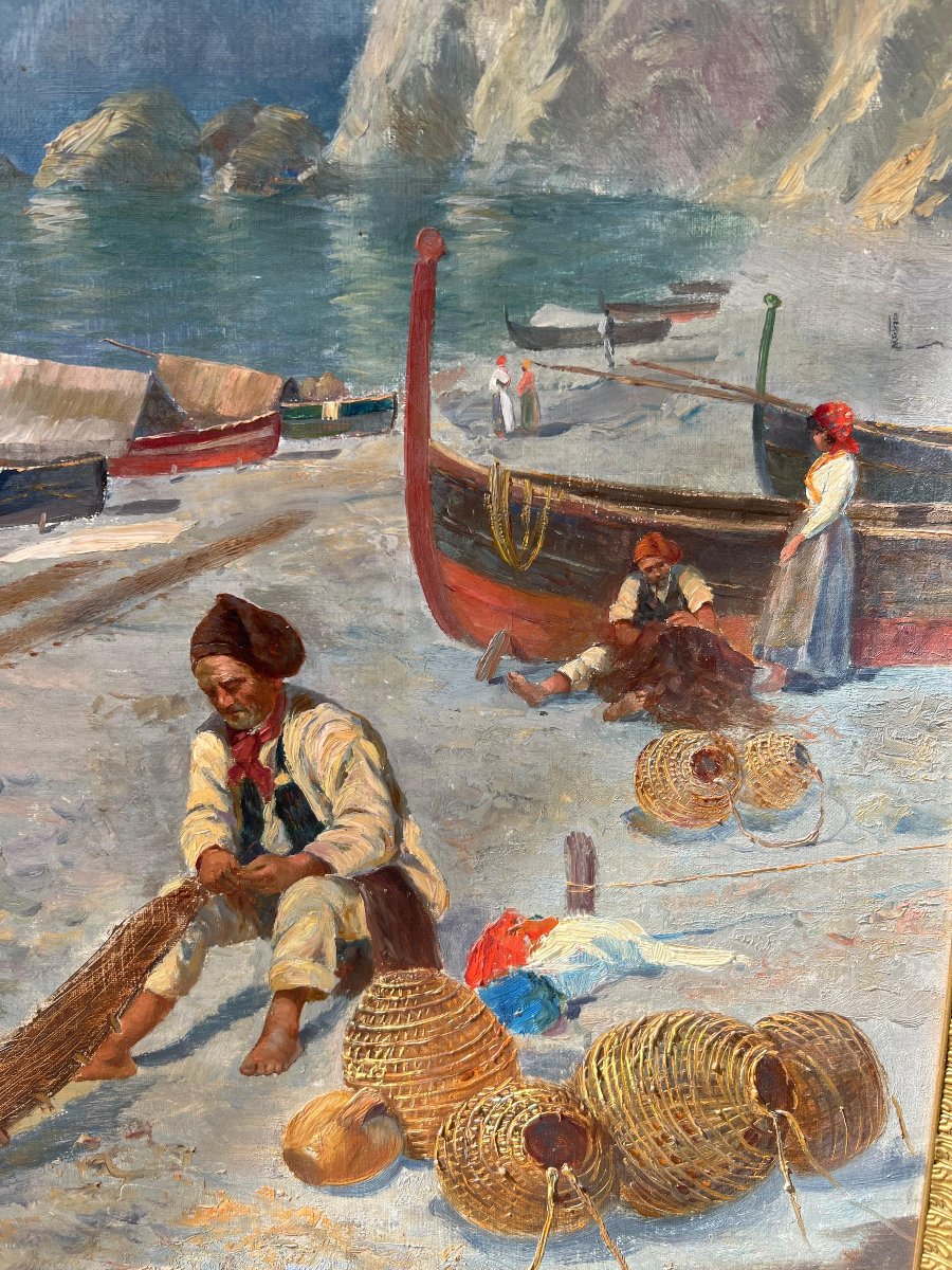 Dipinto a olio su tela raffigurante una marina, firmato Bigio Gerardenghi-photo-2