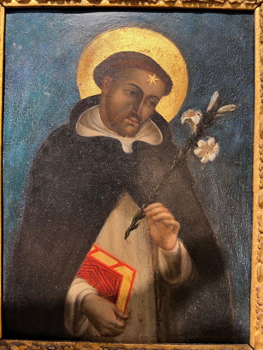 Dipinto su rame raffigurante San Domenico. Inizio XVIII secolo-photo-2