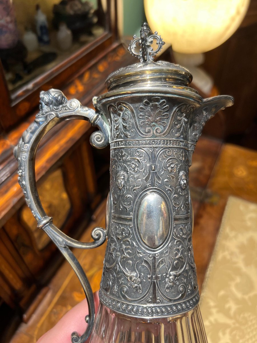 Brocca in argento e cristallo. Germania, fine XIX secolo-photo-2