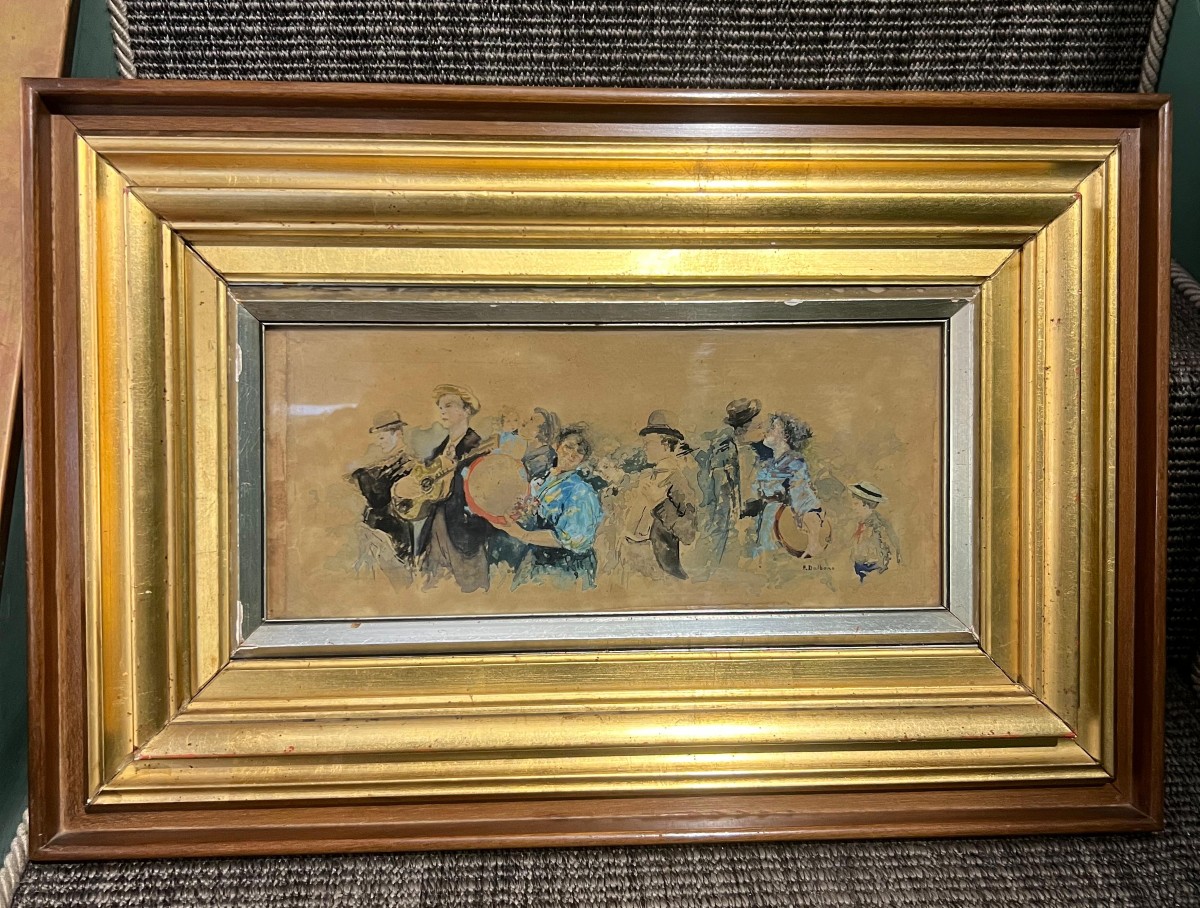 Acquarello su carta, firmato Dalbono. Napoli, XIX secolo