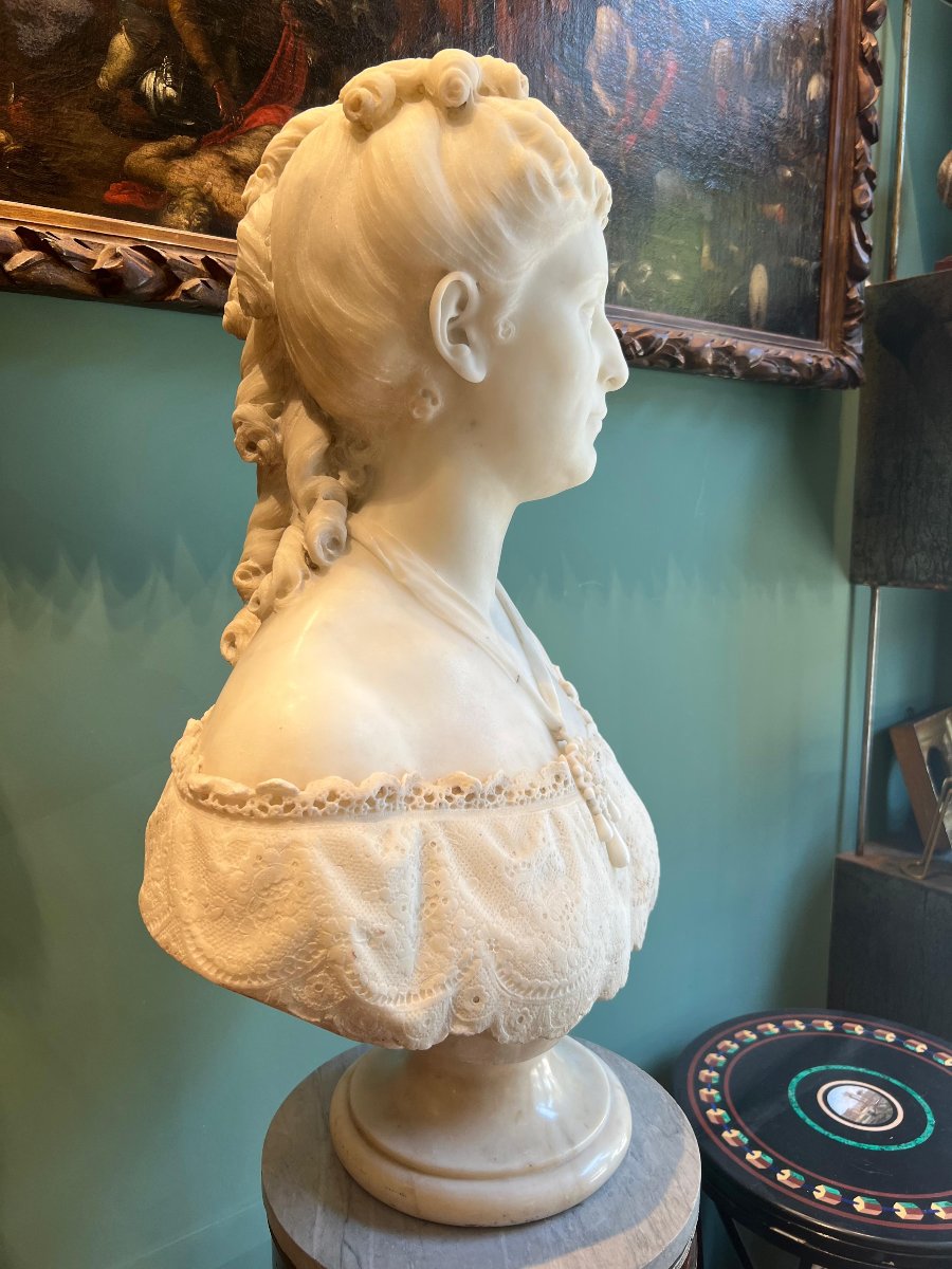Busto in marmo "Margherita di Savoia", 1870-photo-3