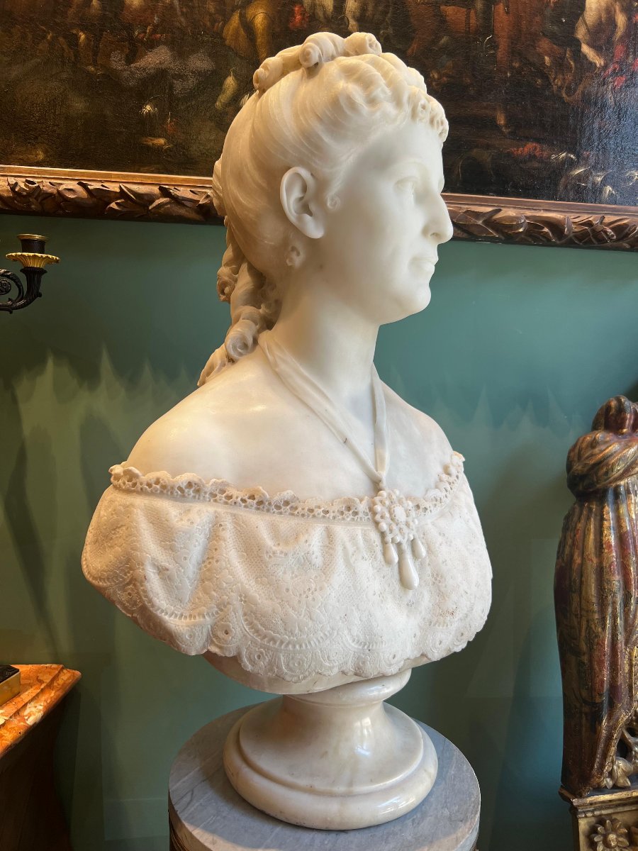 Busto in marmo "Margherita di Savoia", 1870-photo-4