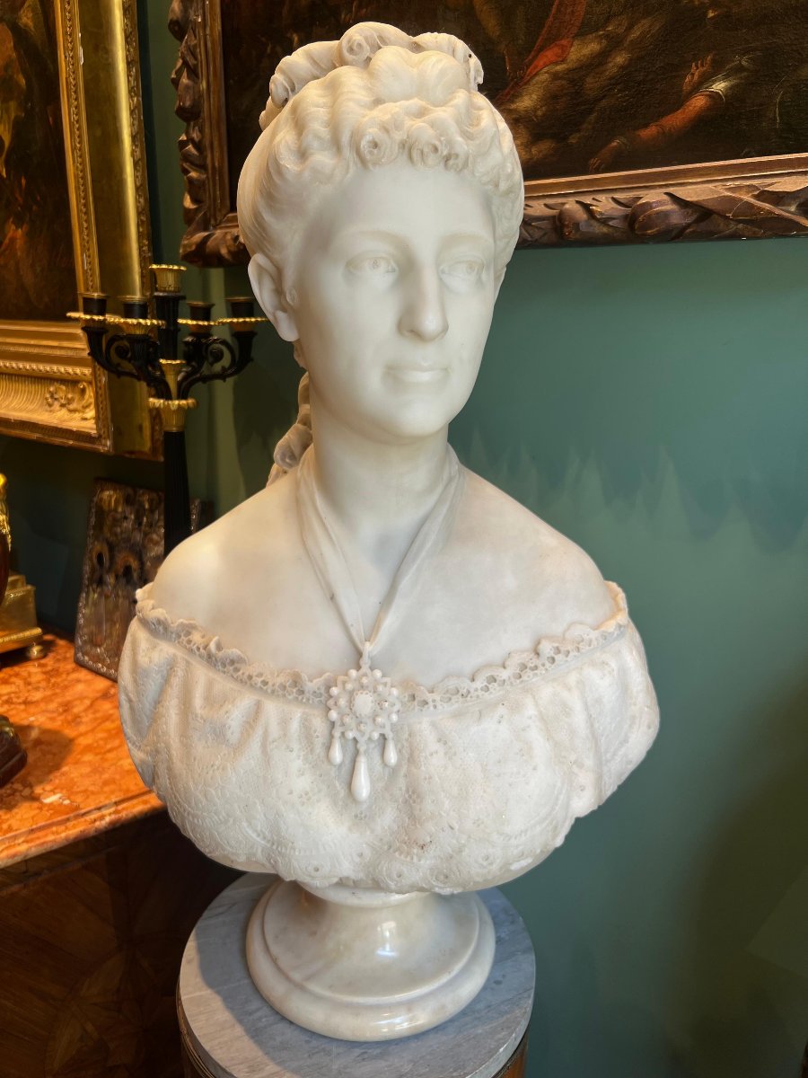 Busto in marmo "Margherita di Savoia", 1870-photo-5