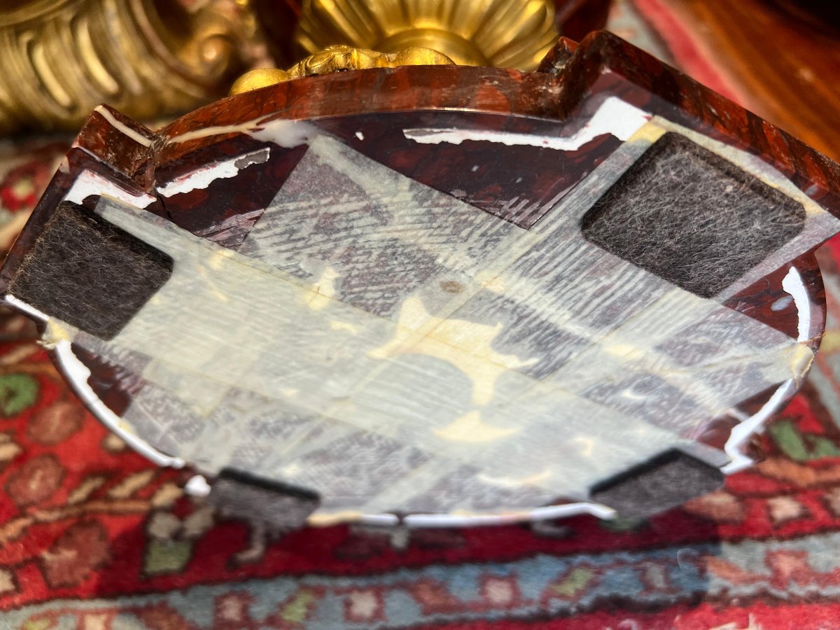 Coppia di vasi in bronzo dorato e marmo rosso. Francia, epoca Napoleone III-photo-4