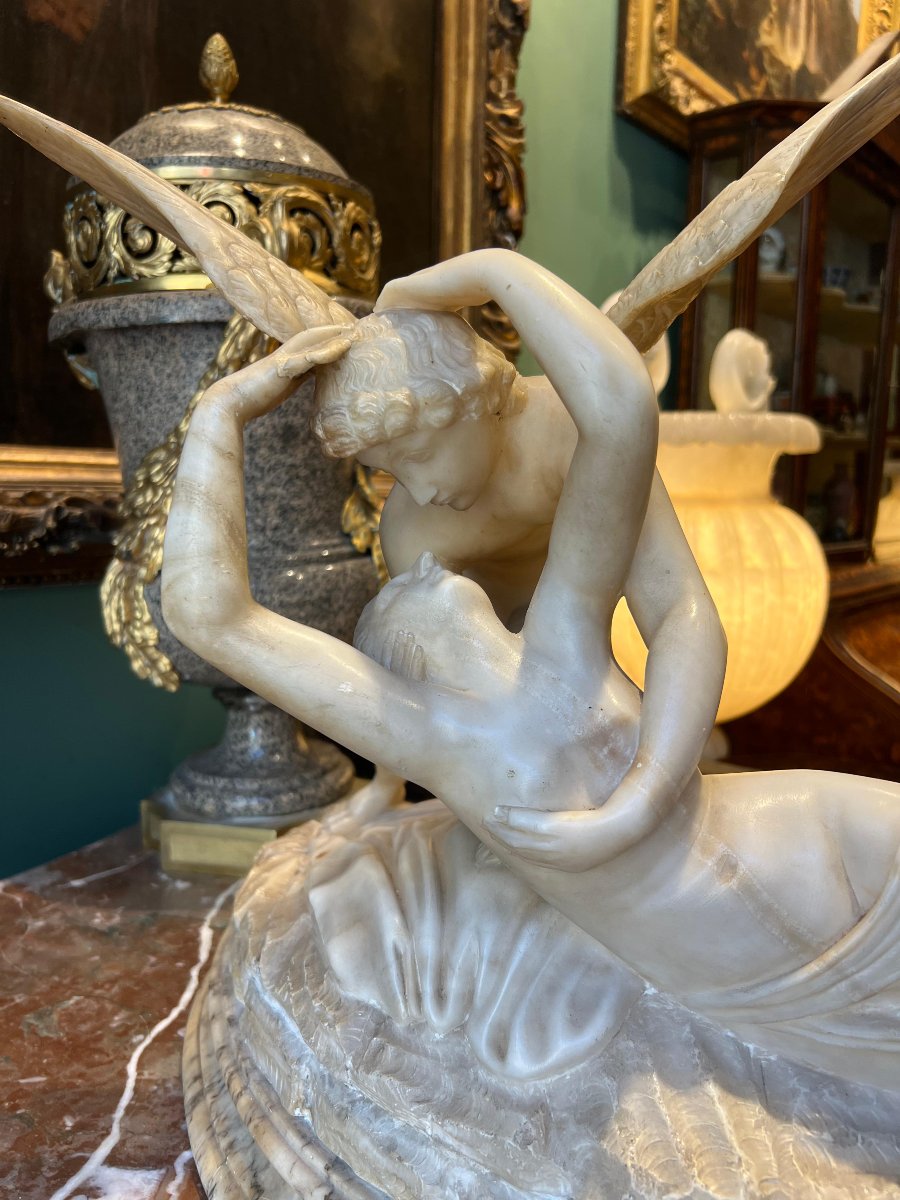 Scultura in marmi vari "Amore e Psiche". XIX secolo-photo-2