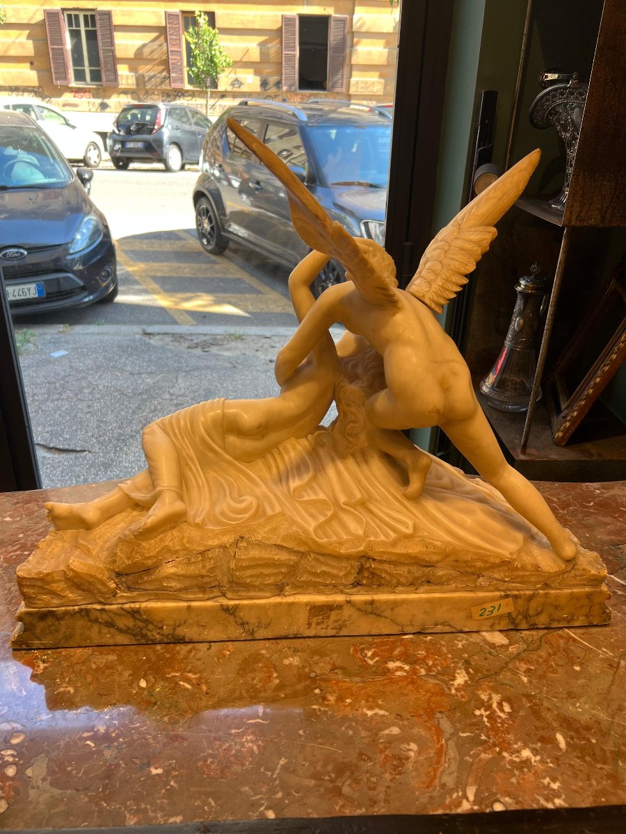 Scultura in marmi vari "Amore e Psiche". XIX secolo-photo-4