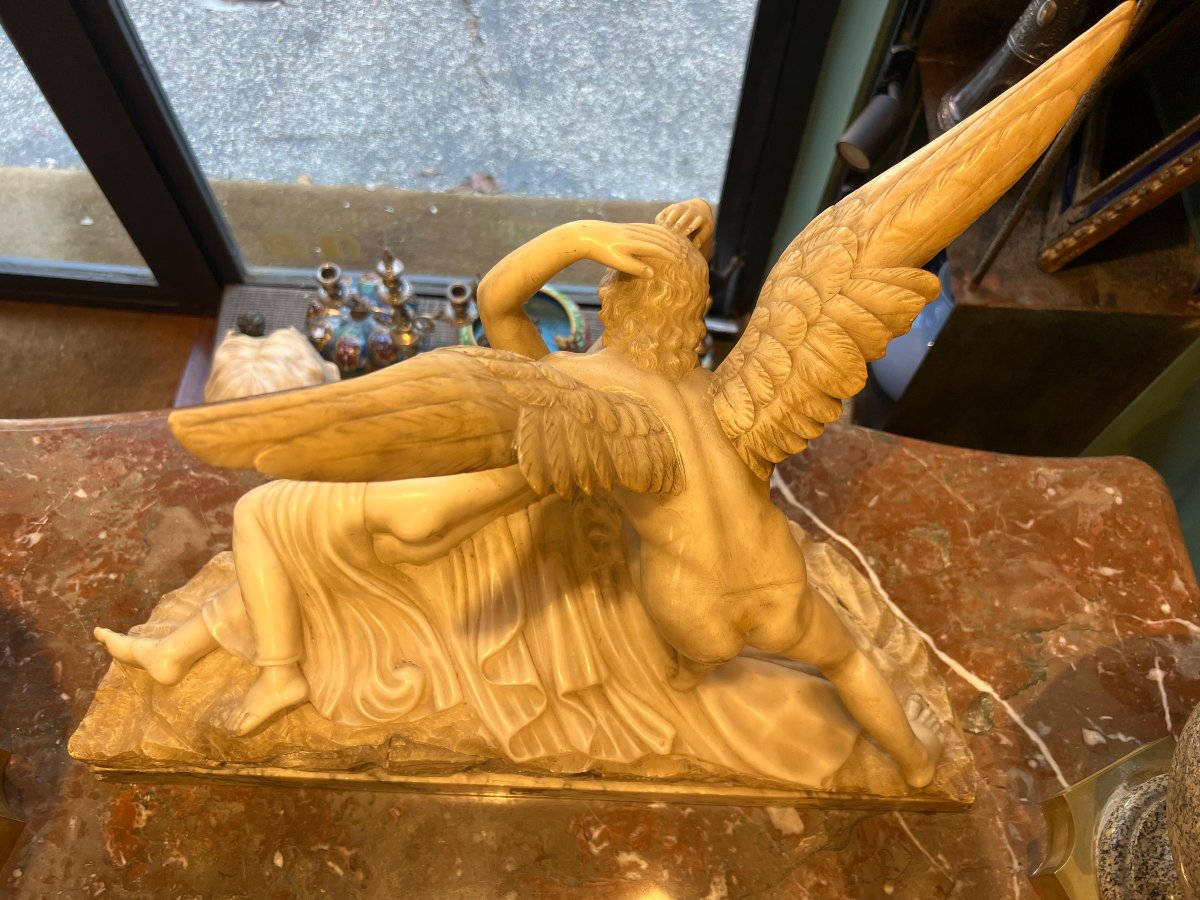 Scultura in marmi vari "Amore e Psiche". XIX secolo-photo-1
