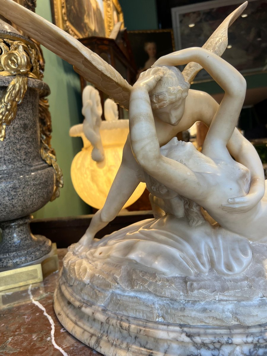 Scultura in marmi vari "Amore e Psiche". XIX secolo-photo-2