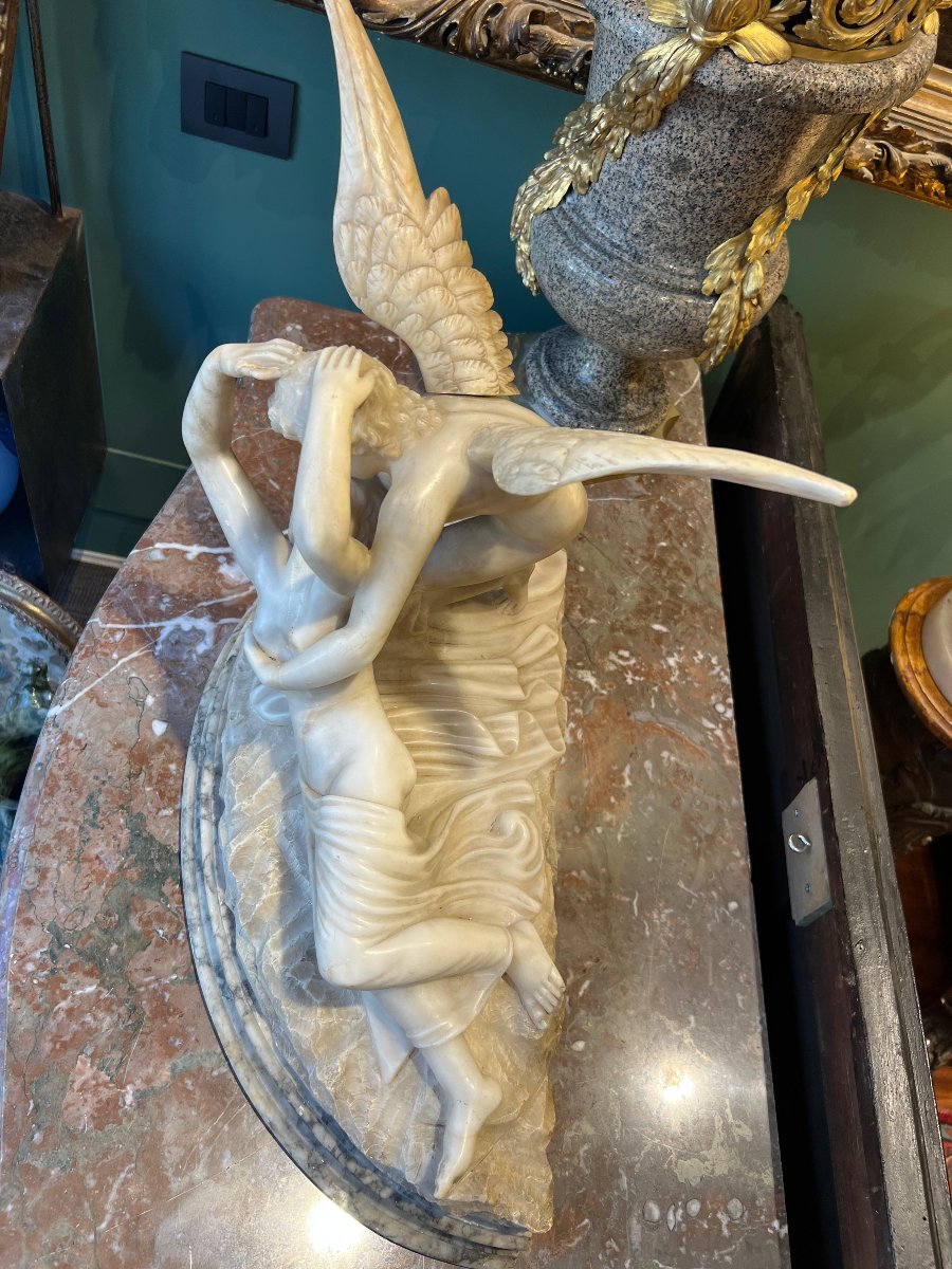 Scultura in marmi vari "Amore e Psiche". XIX secolo-photo-4