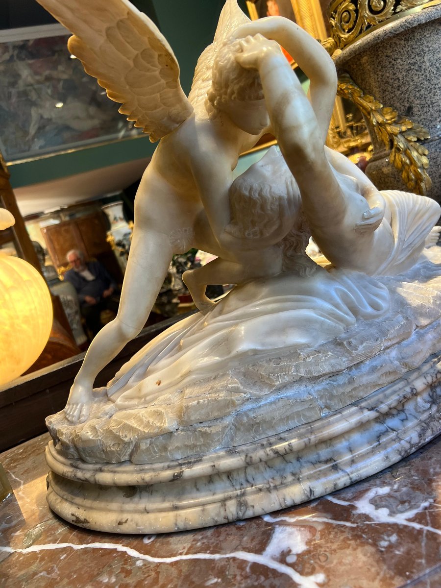 Scultura in marmi vari "Amore e Psiche". XIX secolo-photo-5