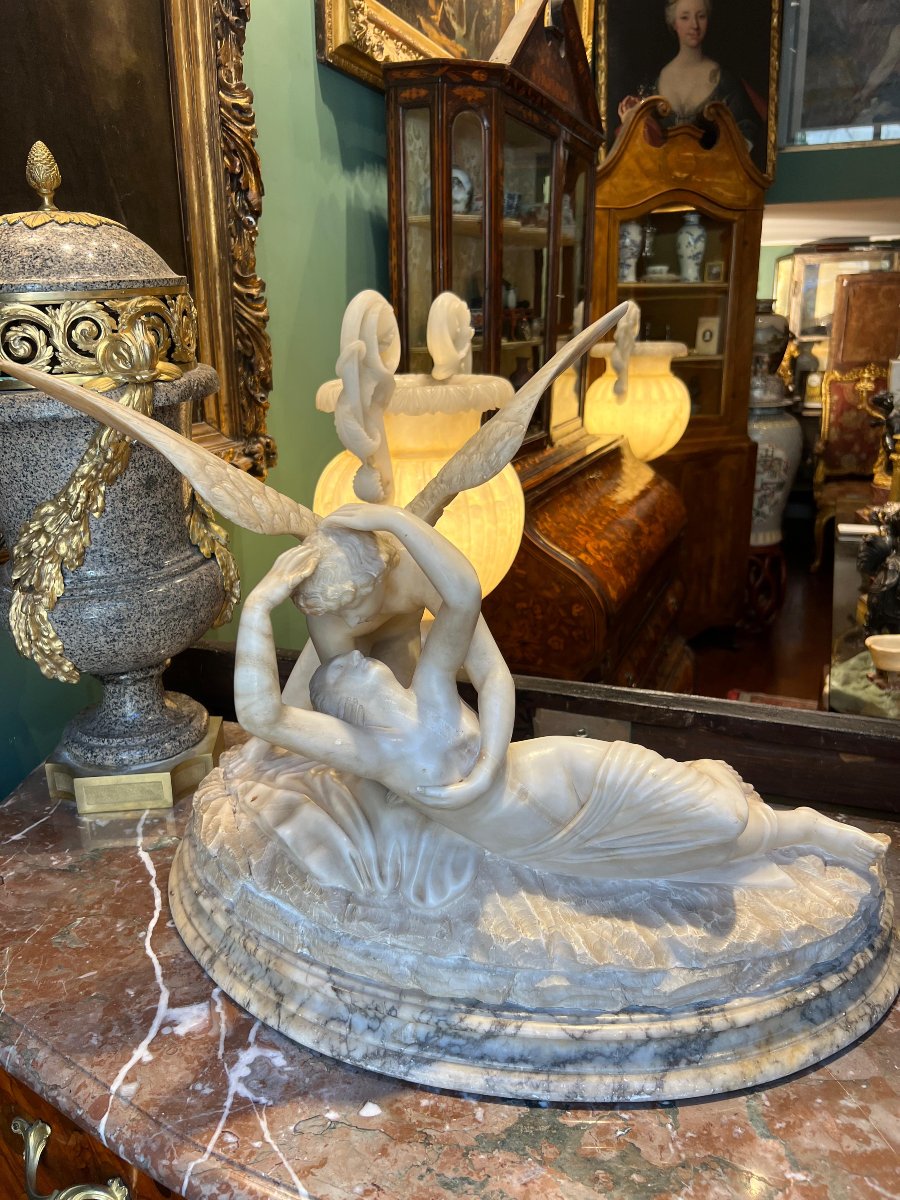 Scultura in marmi vari "Amore e Psiche". XIX secolo-photo-6