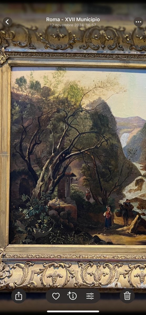 Dipinto a olio su tela "Le cascate di Tivoli". Arthur John Strutt, 1870-photo-3