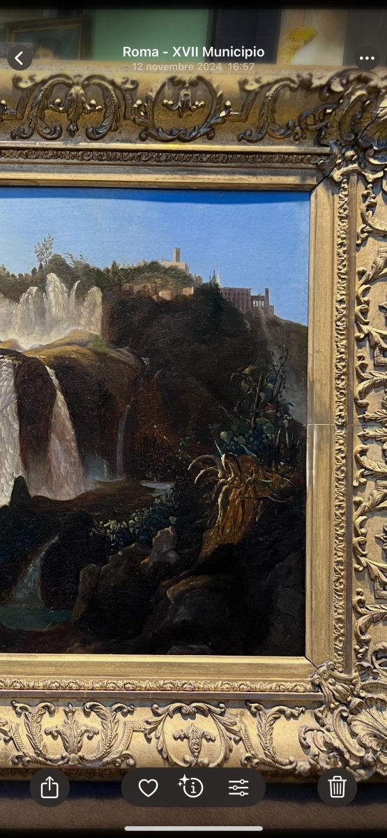 Dipinto a olio su tela "Le cascate di Tivoli". Arthur John Strutt, 1870-photo-4