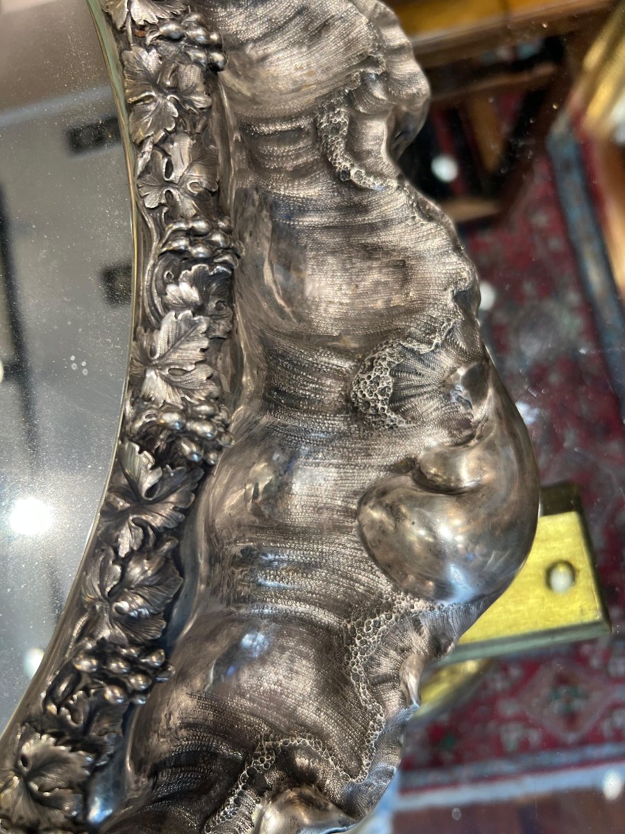 Centrotavola in argento sterling con specchio. Londra, epoca Vittoriana-photo-3