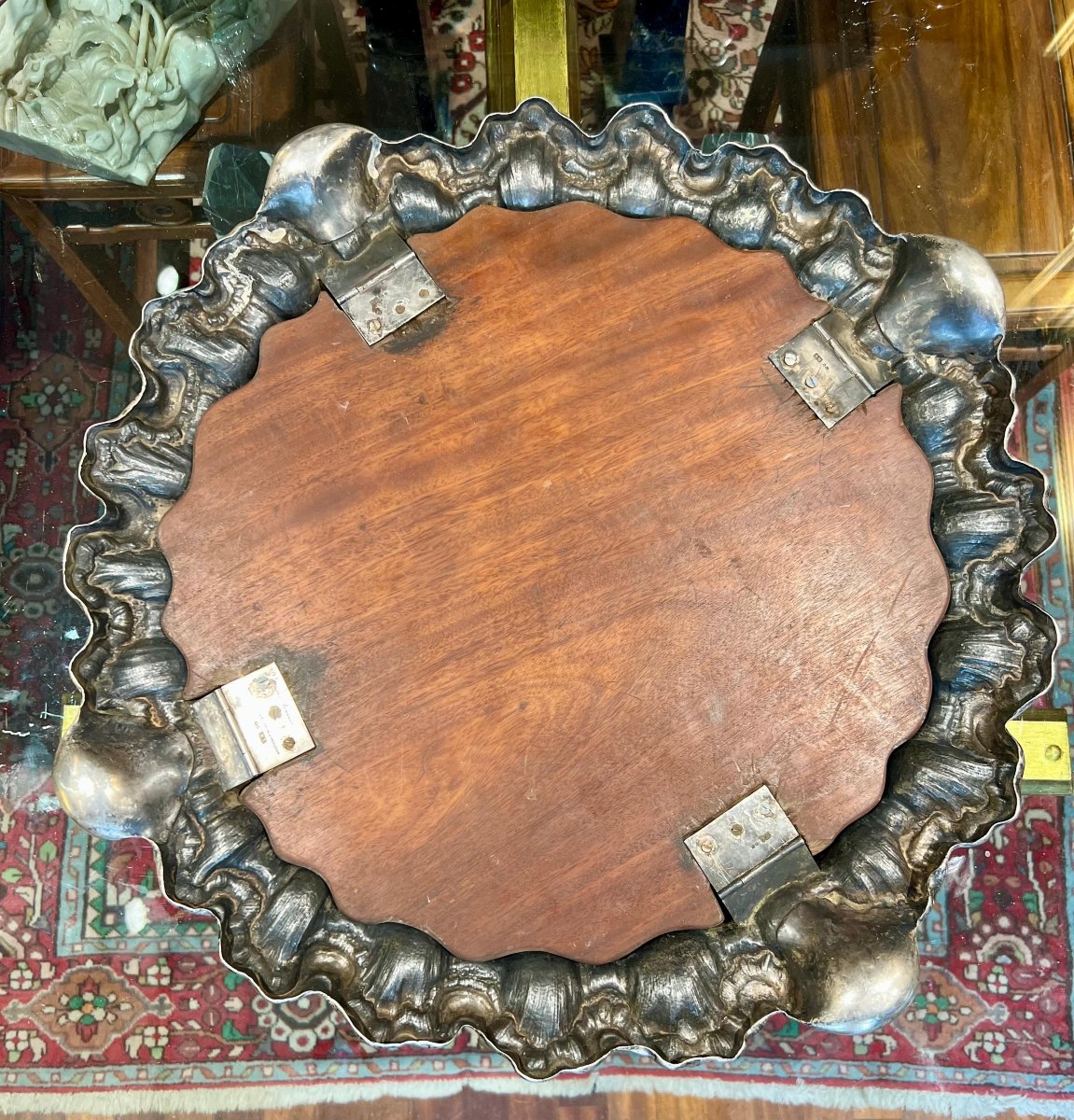 Centrotavola in argento sterling con specchio. Londra, epoca Vittoriana-photo-1