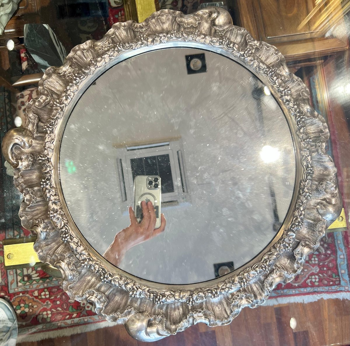 Centrotavola in argento sterling con specchio. Londra, epoca Vittoriana-photo-3