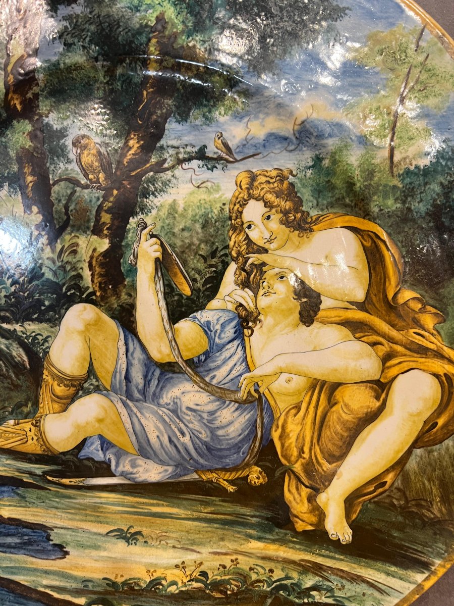 Piatto in maiolica dipinta. Ambito Castelli d’Abruzzo, XIX secolo.-photo-2