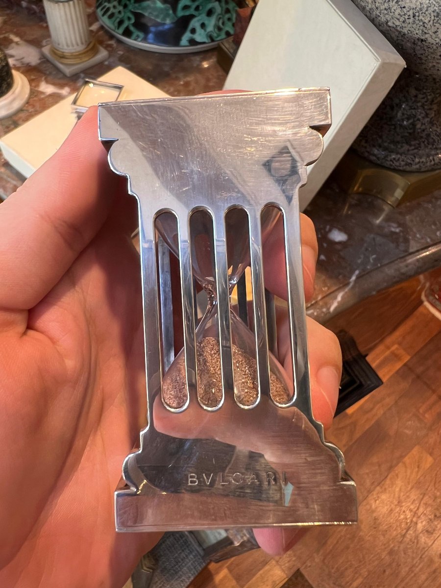 Set da scrivania firmato Bulgari in argento.-photo-3