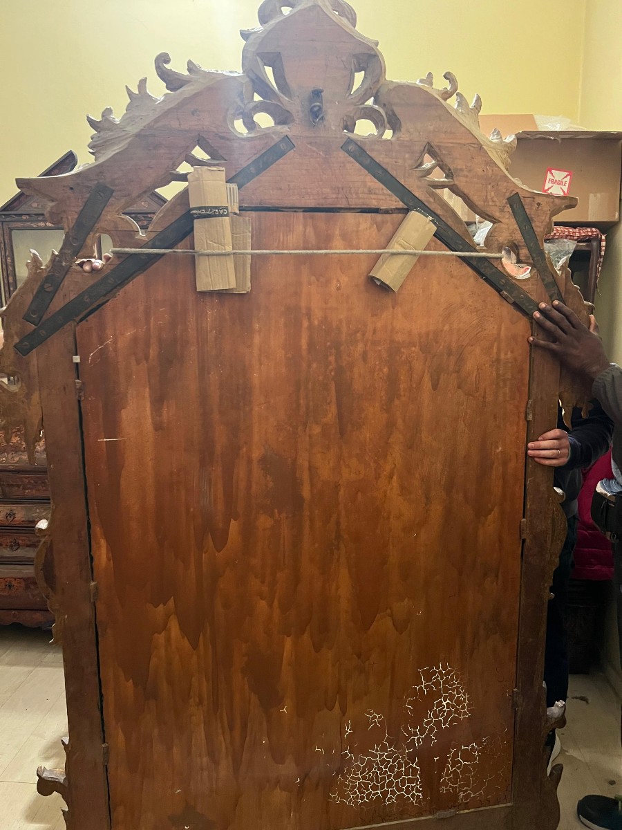 Specchiera in legno intagliato e dorato. Roma, metà XVIII secolo.-photo-3