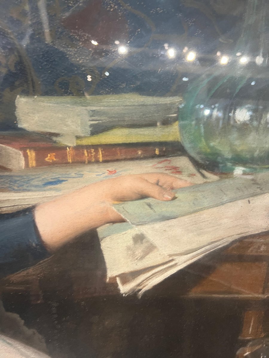 Pastello su carta firmato Giacomo Grosso. Torino, 1890-photo-3