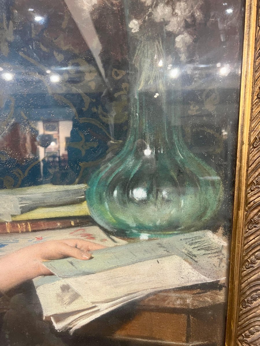 Pastello su carta firmato Giacomo Grosso. Torino, 1890-photo-4