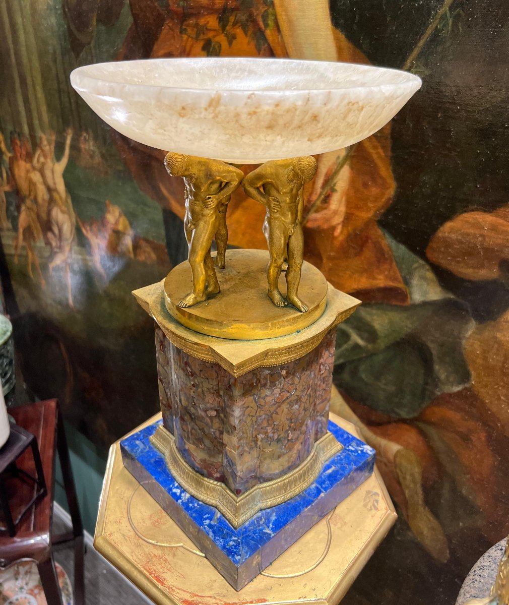 Alzata in bronzo dorato e pietre dure. Roma, Napoleone III-photo-1