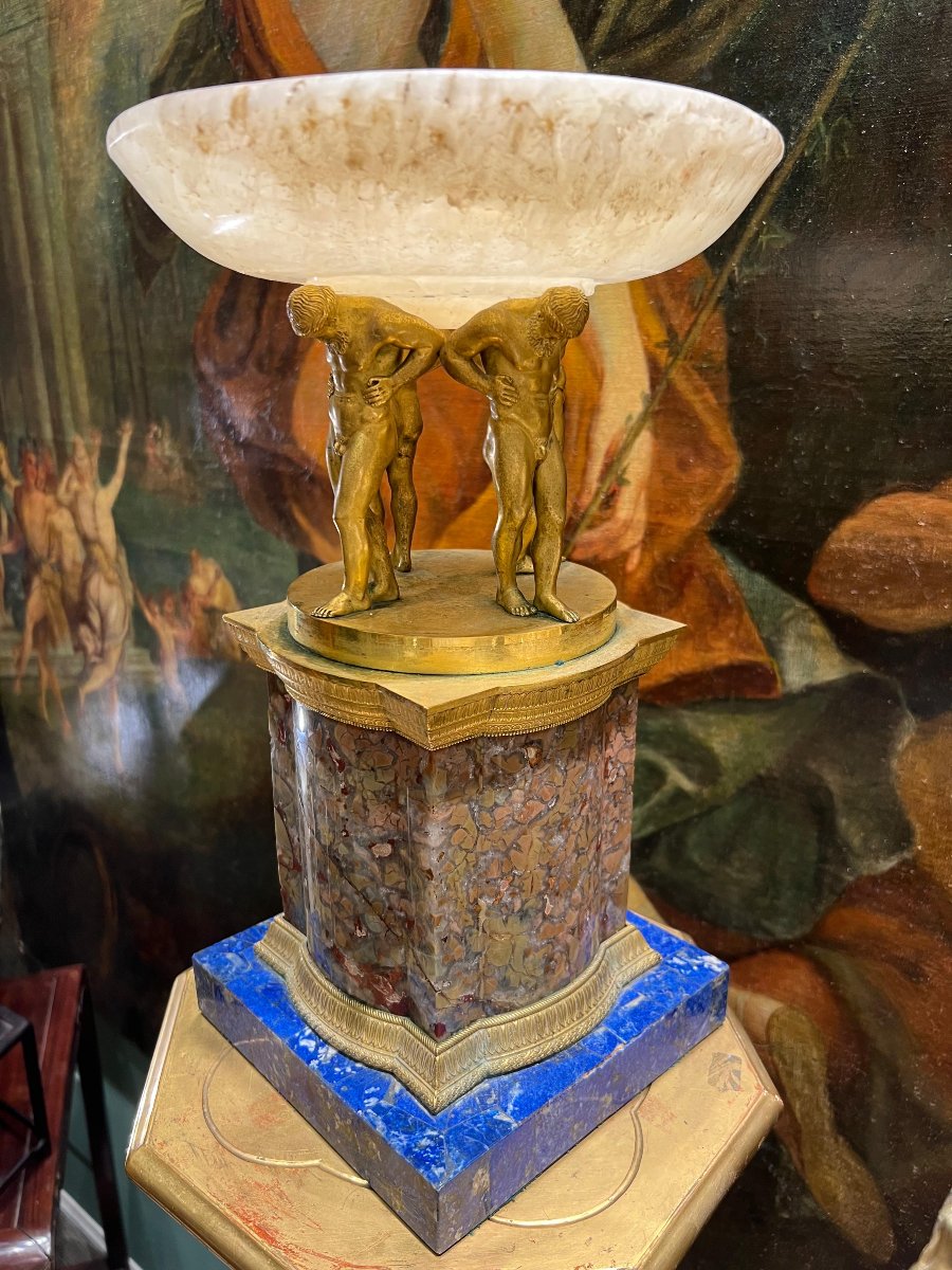 Alzata in bronzo dorato e pietre dure. Roma, Napoleone III-photo-2