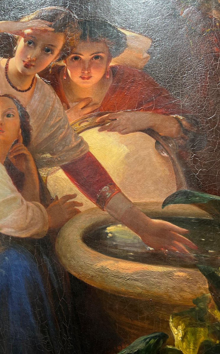 L. Pollak – Ragazze alla fonte in costume romano. Olio su tela, Roma, 1890 circa-photo-3