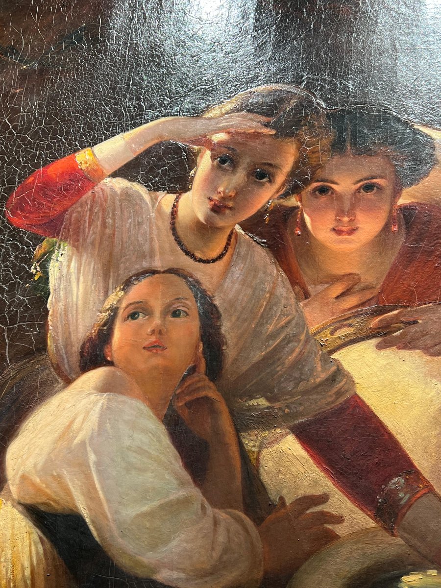 L. Pollak – Ragazze alla fonte in costume romano. Olio su tela, Roma, 1890 circa-photo-4