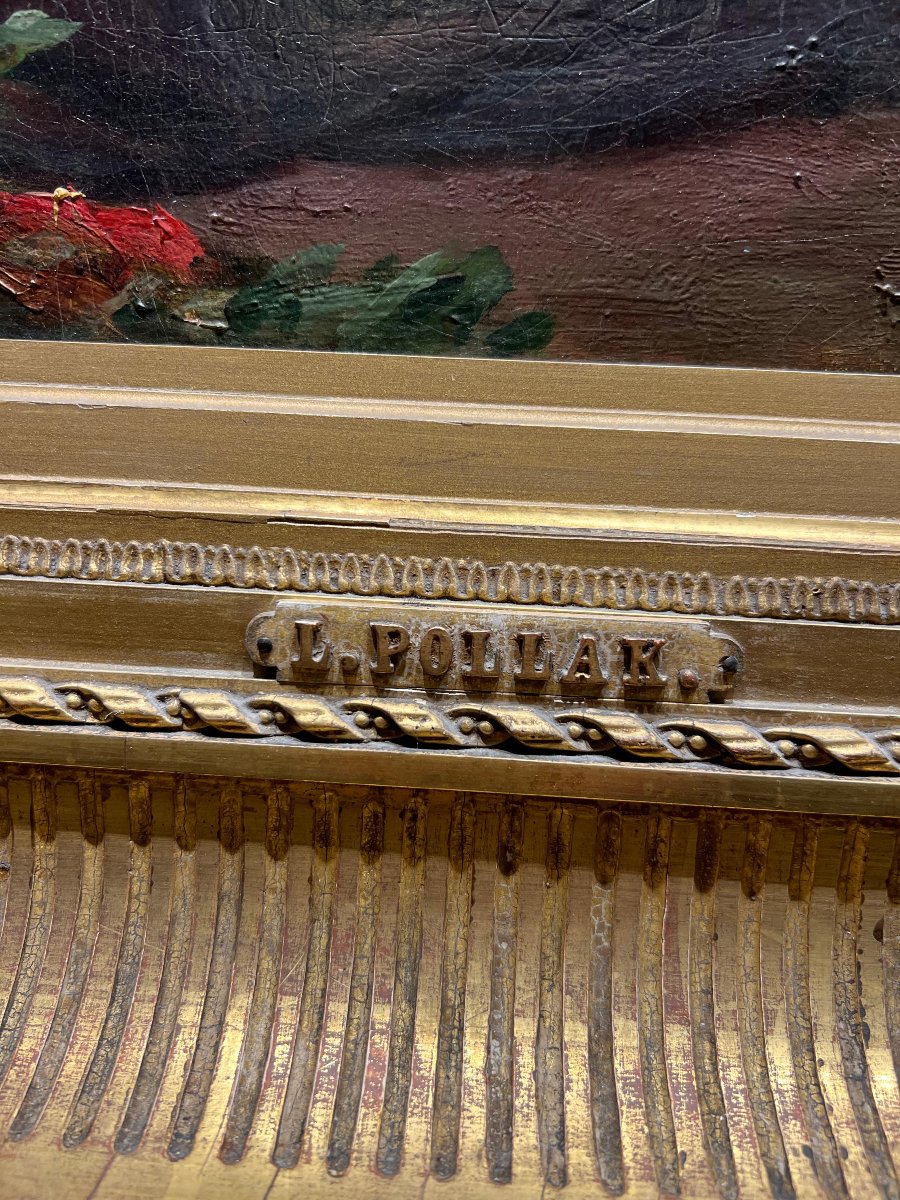 L. Pollak – Ragazze alla fonte in costume romano. Olio su tela, Roma, 1890 circa-photo-2