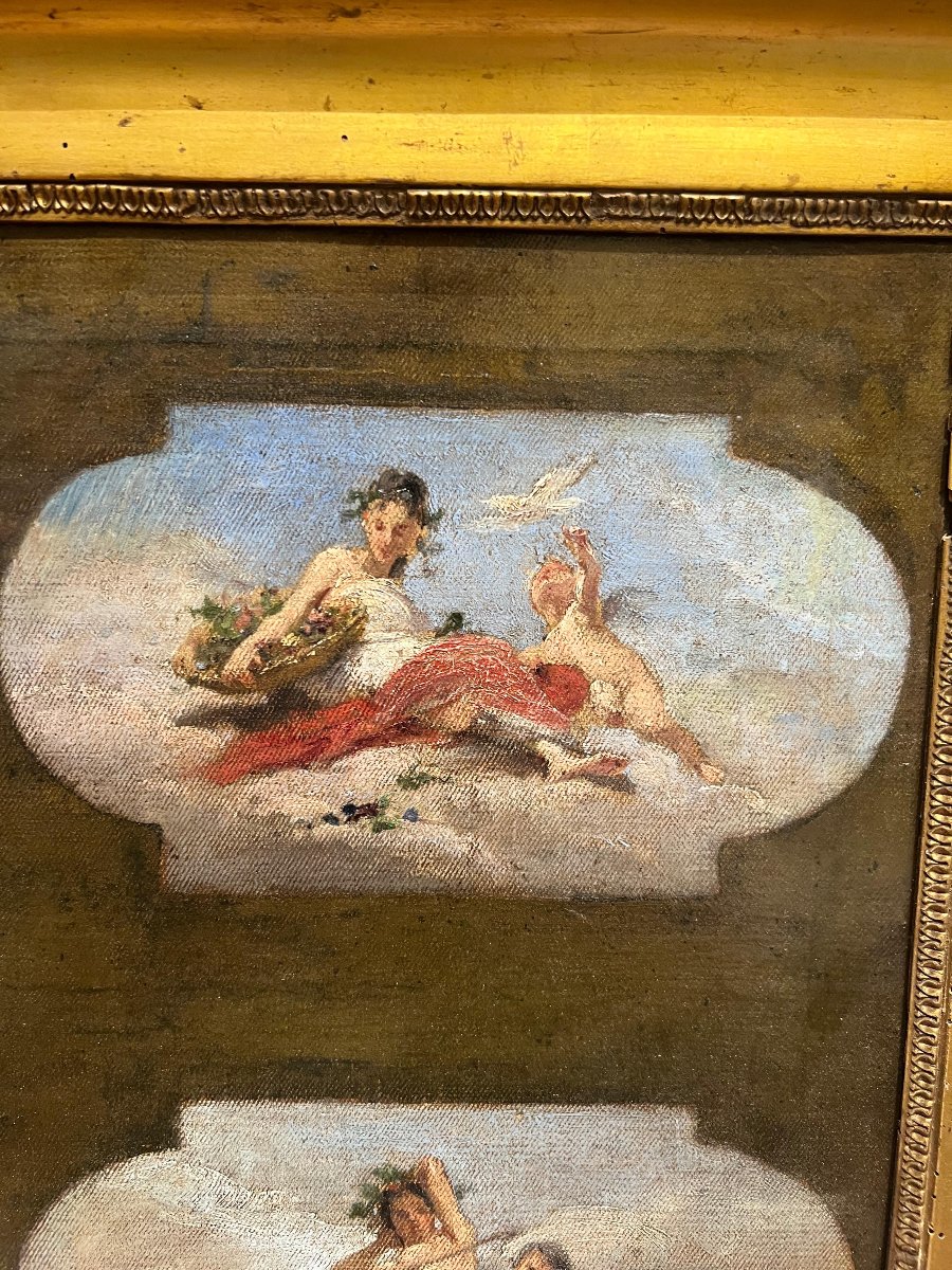 Bozzetto "Le Quattro Stagioni", olio su tela. XVIII secolo.-photo-4