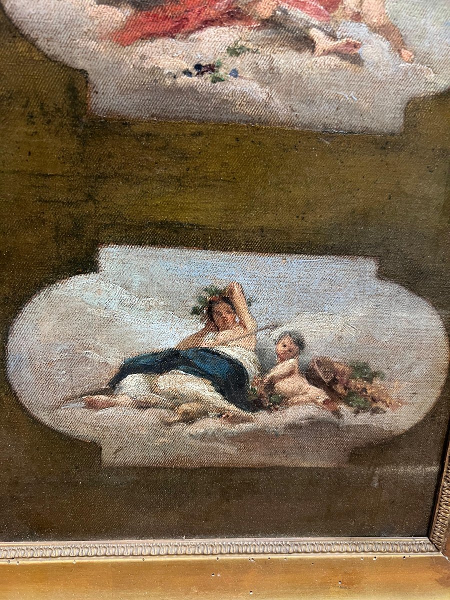 Bozzetto "Le Quattro Stagioni", olio su tela. XVIII secolo.-photo-1