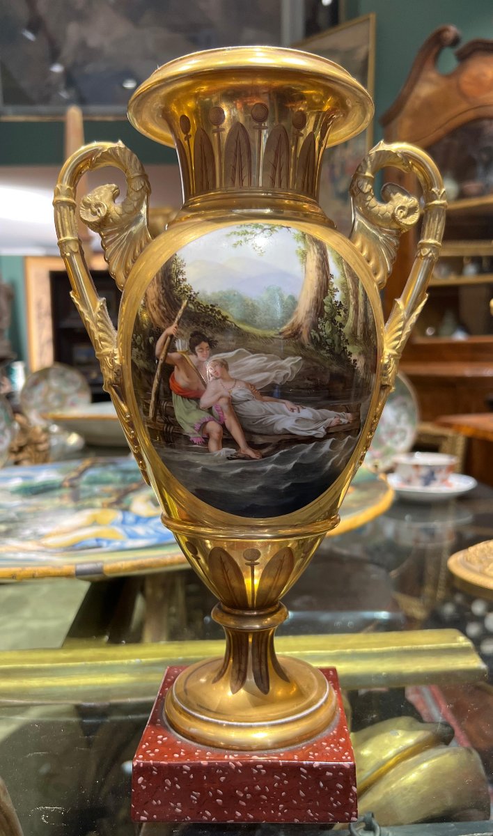 Vasi in porcellana dorata. Darte Frères Parigi, periodo Impero-photo-3