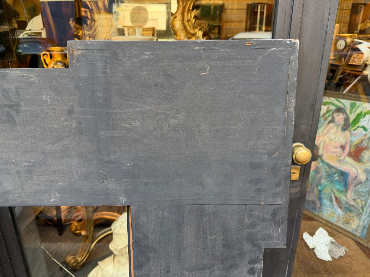 Cornice in legno ebanizzato a guilloché. XIX secolo-photo-3