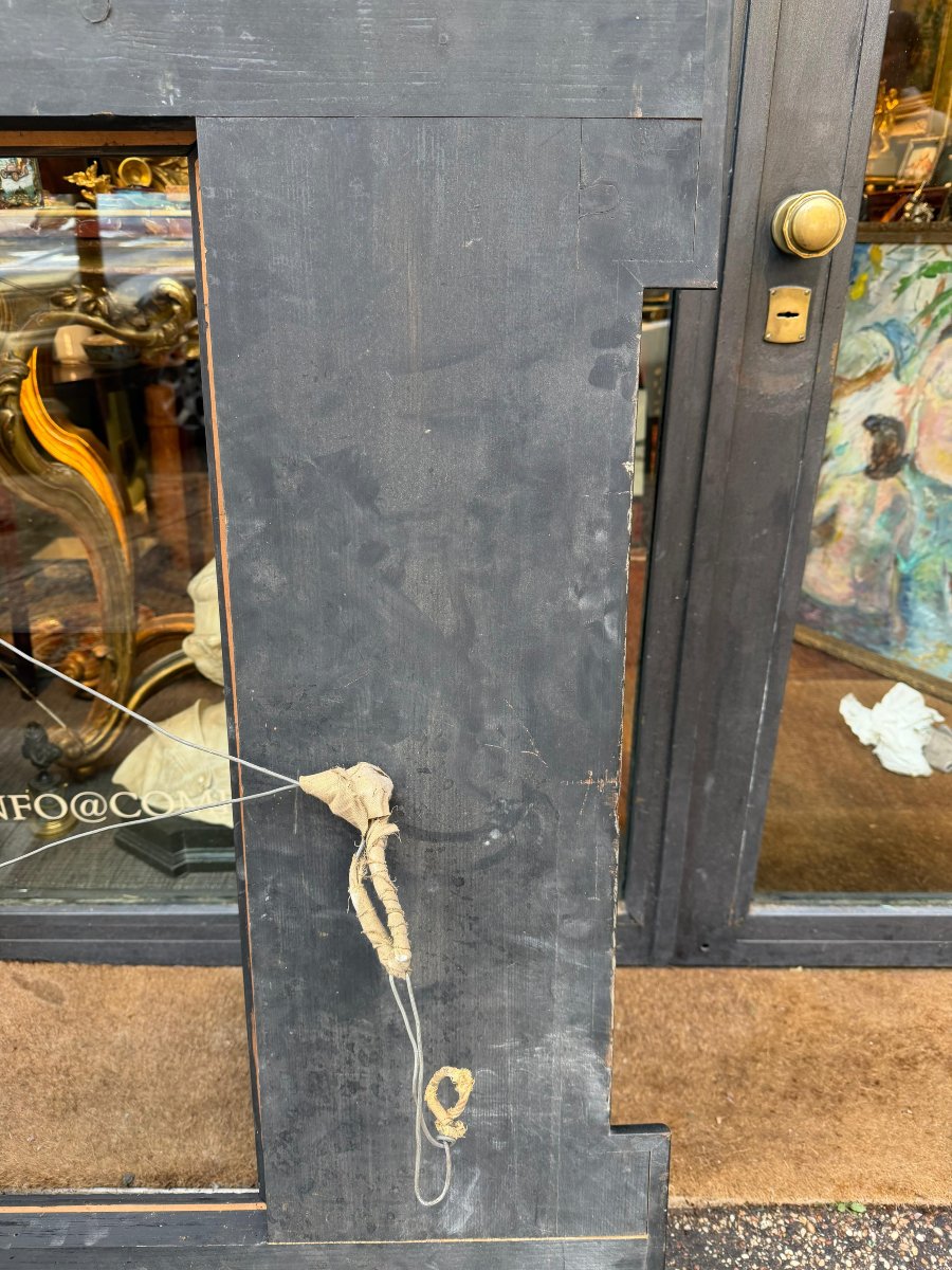 Cornice in legno ebanizzato a guilloché. XIX secolo-photo-6