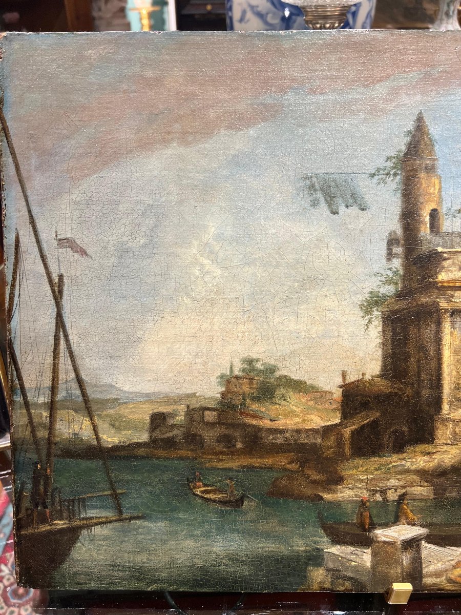 Capriccio architettonico, olio su tela. Venezia, XVIII secolo-photo-4