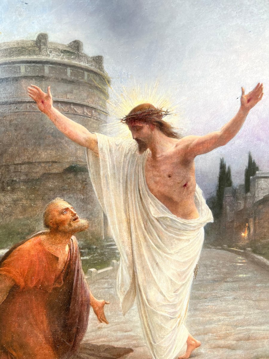 Olio su tavola, firmato Lionel Royer. Francia, fine XIX secolo.-photo-2