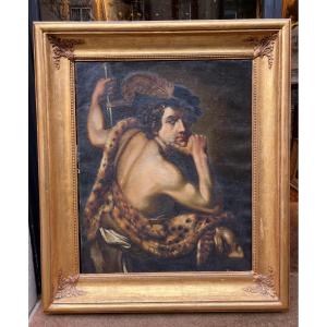 Davide con il capo di Golia. Olio su tela da Desubleo. XIX secolo