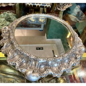 Centrotavola in argento sterling con specchio. Londra, epoca Vittoriana