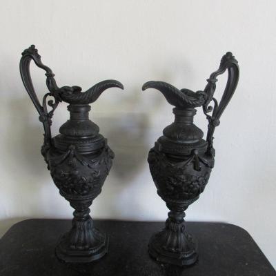 Pair Of Aiguiere Bronze Carved Napoleon III