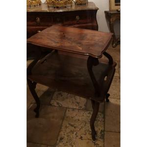 Art Nouveau Marquetry Tea Table Signed A. Bastet Lyon