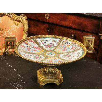 Canton Porcelain Cup, Bronze Foot XIX