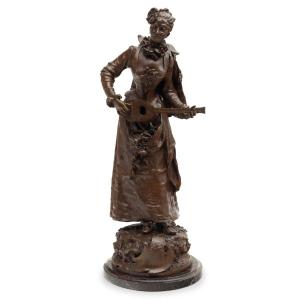 Bronze Sculpture By Etienne Adrien Gaudez (1845 - 1902), "pastoral Watteau"