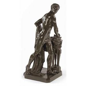 Large Bronze Sculpture "mucius Scaevola Braving Pain" After Louis Pierre Deseine (1749 – 1822)