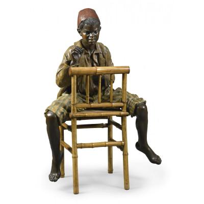 Bernhard Bloch (1836-1909), Life-size Terracotta Of A Boy From North Africa